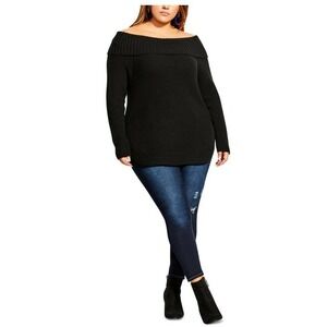 City Chic Trendy Plus Size Scoop Me Up off-The Shoulder‎ Sweater Size L/20